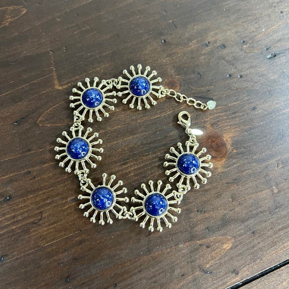 Gold-Tone Blue Sunburst Bracelet - Women Jewelry